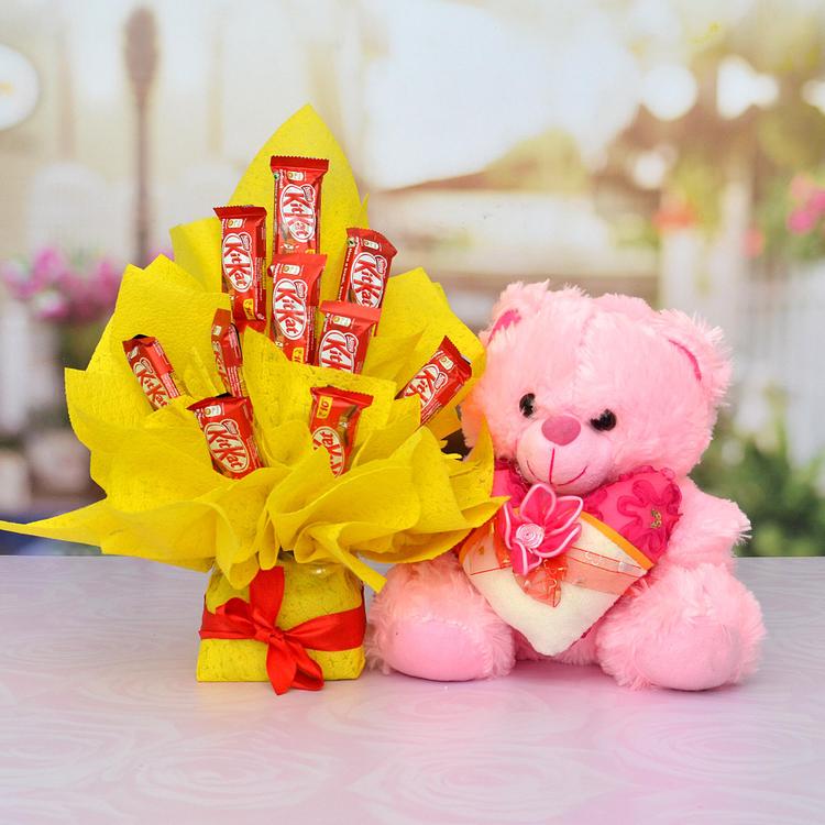 Kit Kat Bouquet with Teddy