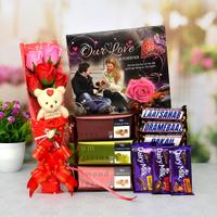 Chocolates with Love Book & Rose Teddy Bouquet