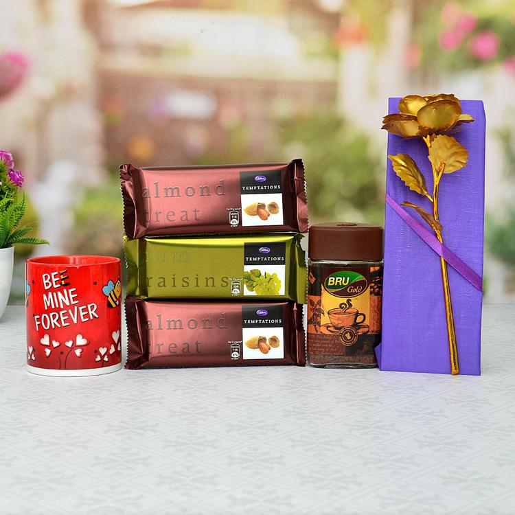 Temptation, Love Mug, Coffee with Golden Rose