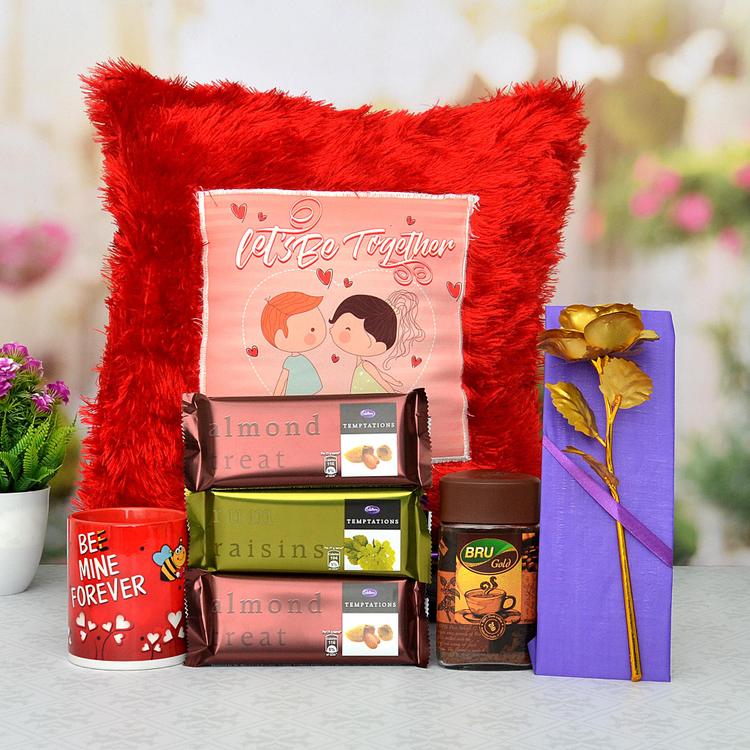Cushion, Temptation, Mug & Golden Rose