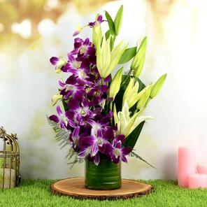 Orchids & Lilies in Vase Orchids & Lilies in Vase