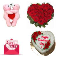 Rose, Cake, Kiss Teddy & Card