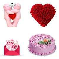 50 Roses, Cake, Card & Teddy