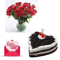 36 Red Roses Vase, Cake with Card