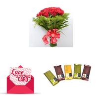 Rose Bunch, Chocolates & Card