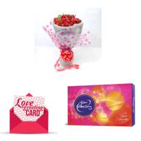 Red Roses Bunch, Chocolates & Love Card