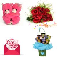 15 Roses, Chocolate, Teddy & Card