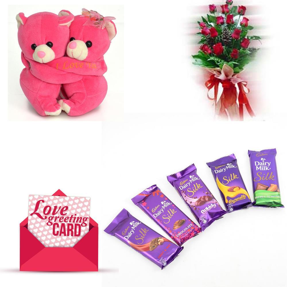 Roses Silk Choclates Teddy Flower Hamper roses-silk-choclates-teddy-flower-hamper