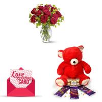 Roses, Chocolates, Bear & Card