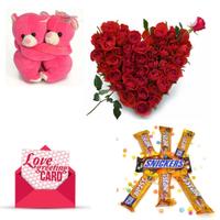 Roses, Chocolates, Card & Hug Teddy