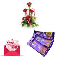 60 Red Roses, Chocolates with Love Card