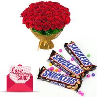 200 Roses ,Snickers & Card