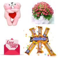 Roses, Chocolates, Teddy & Card