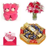 Roses, Lilies, Chocolairs & Card