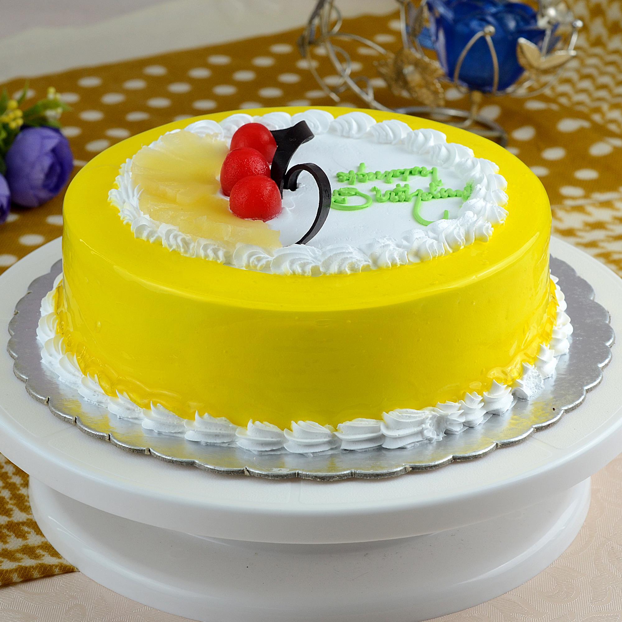 Birthday Pineapple Cake - 1 Kg | Cakes to Hyderabad