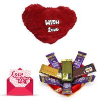 Chocolates Thali, Cushion & Card