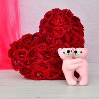 50 Red Roses with Hug Teddy