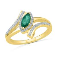 Cultured Emerald Diamond Finger Ring