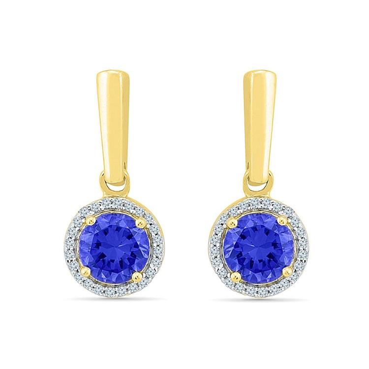 Blue Sapphire With Diamond Earrings