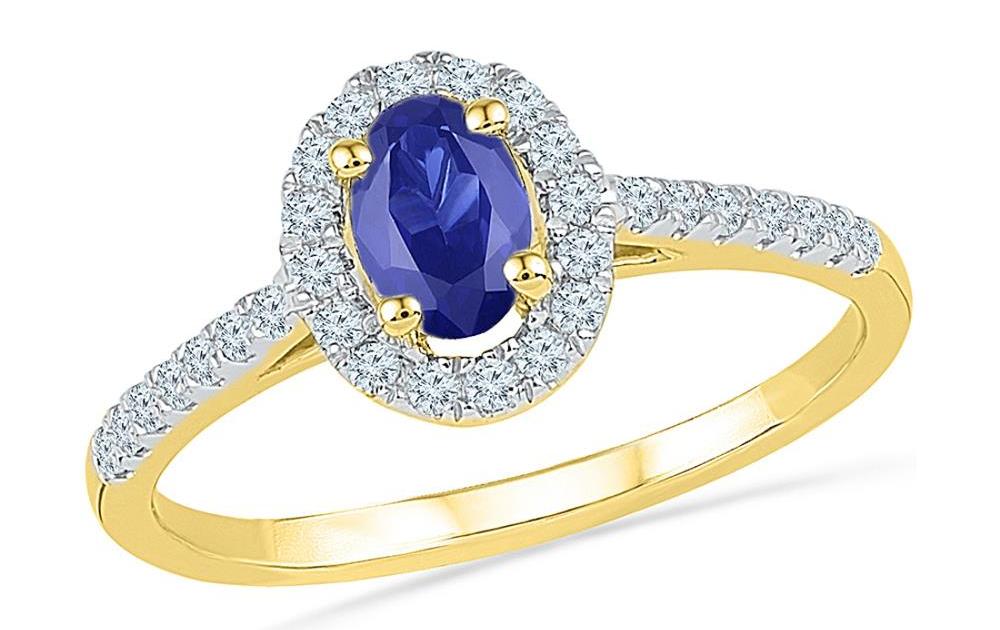 Blue Sapphire Diamond Finger Ring RE100402-LBS, Jewellery