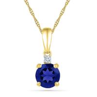 Blue Sapphire, Gold & Diamond Pendant