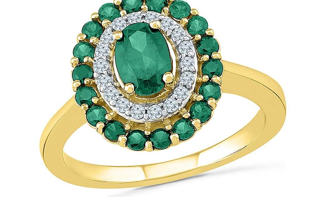 Silver & Diamonds & Emerald Finger Ring, Jewellery