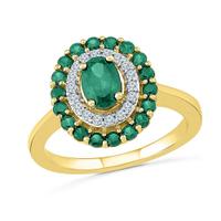 Silver & Diamonds & Emerald Finger Ring
