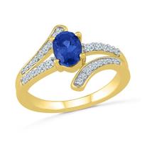 Silver & Diamonds & Blue Sapphire Finger Ring