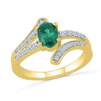 Sterling Silver & Diamonds & Emerald Finger Ring
