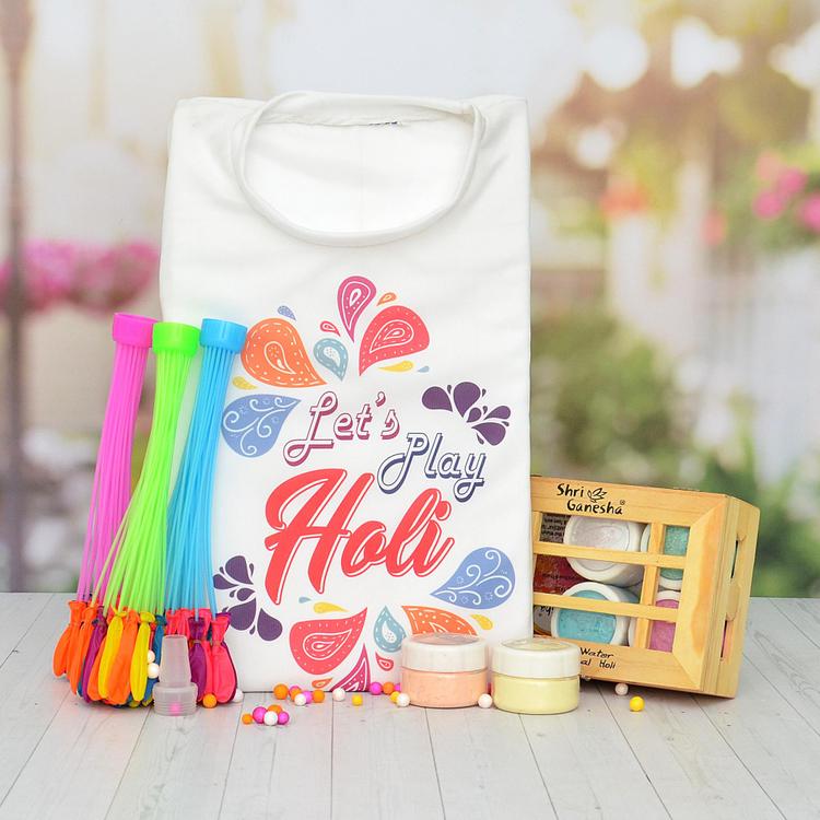 Holi T-Shirt, Balloon Set with Gulal Gift Pack