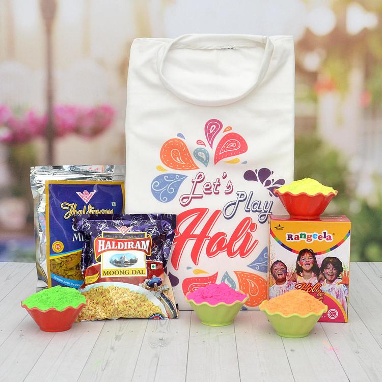 T-Shirt, Gulal, Moong Dal & Chiwda Mixture