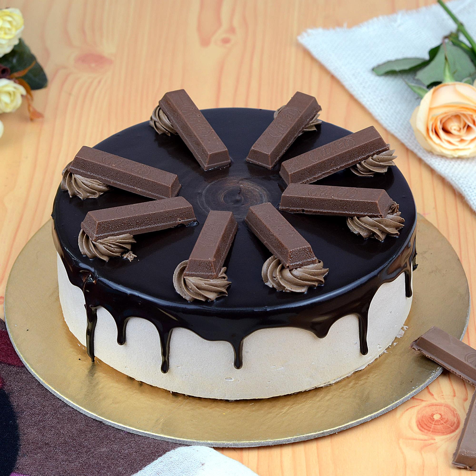1/2 Kg Kitkat Theme Chocolate Gems Designer Cake ( Kitkat,5 Star, Dairy  Milk, Milky Bar Chocolates Used)
