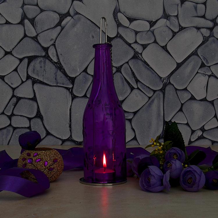 Violet Glass Candle Stand