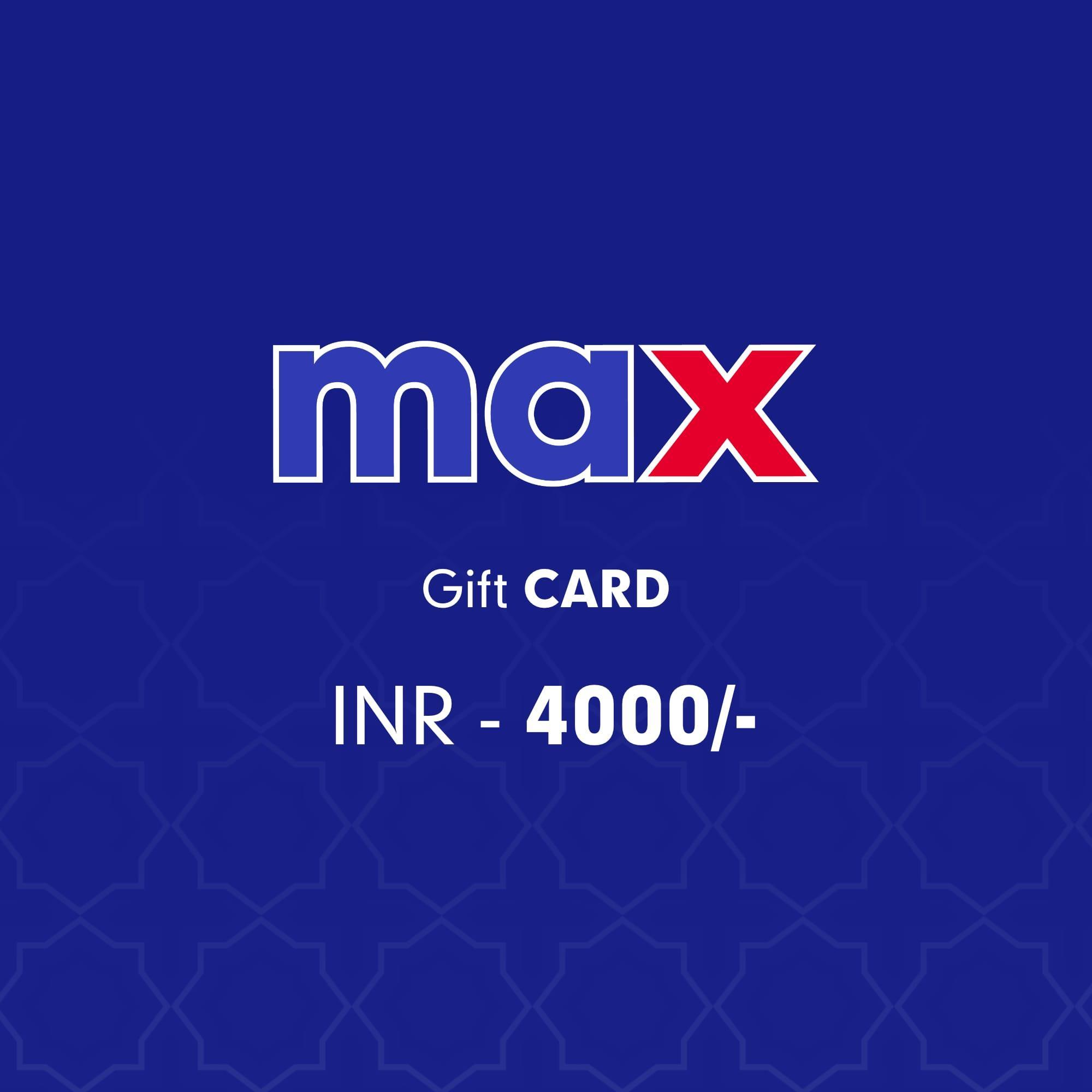 Max Gift Card Rs. 4000 Rakhi Gifts, Sis
