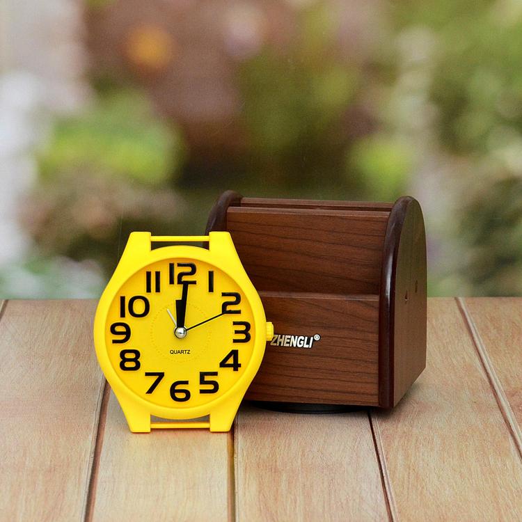 Watch with Wooden Pen Stand