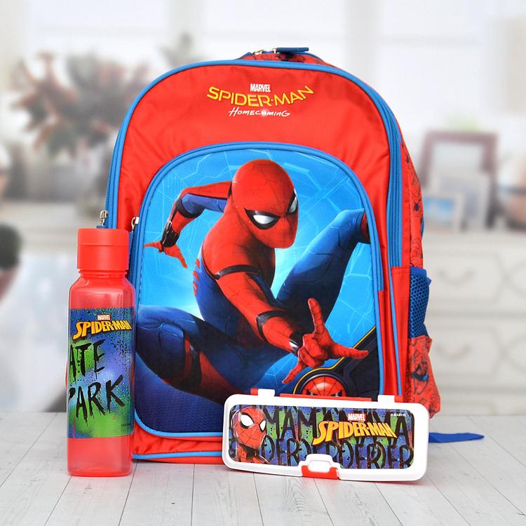 Spiderman School Bag With Water Bottle