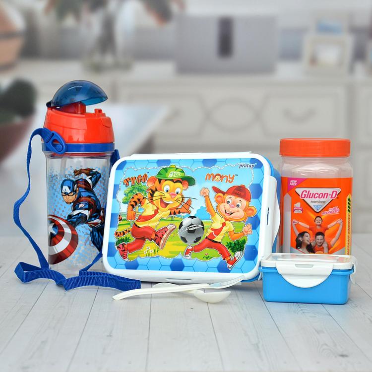 Glucon D, Avengers Bottle, Tiffin