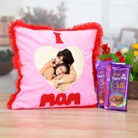 I Love Mom Pillow With Chocolates