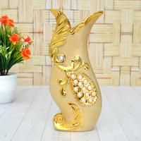 Golden Color with Moti Work Flower Vase