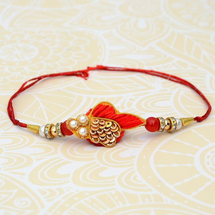 Red & Golden Zardosi Rakhi