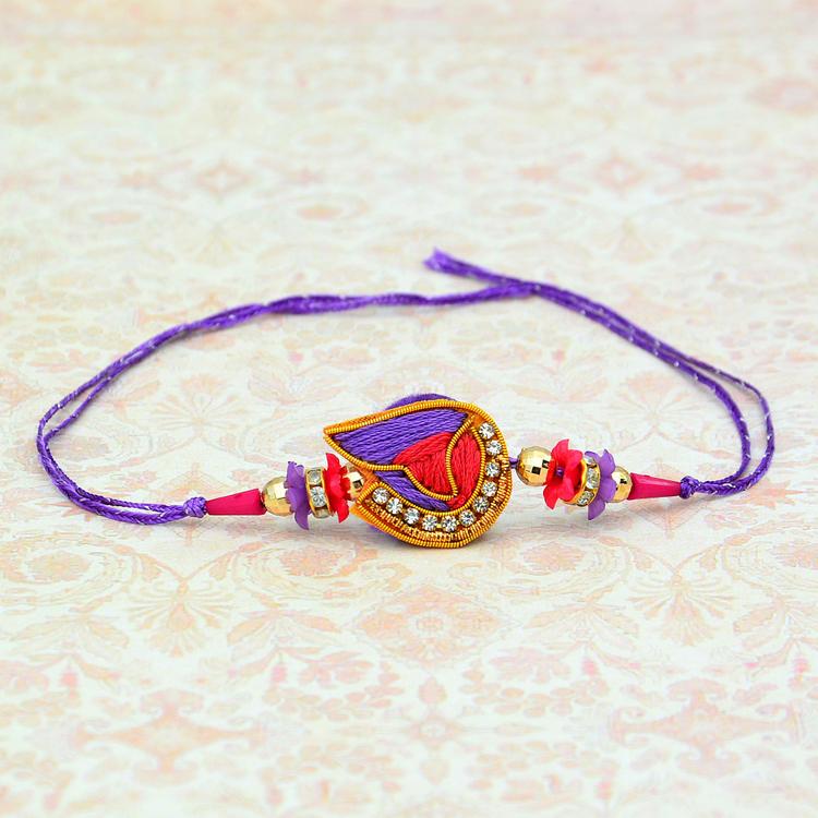 Purple and Red Zardosi Rakhi
