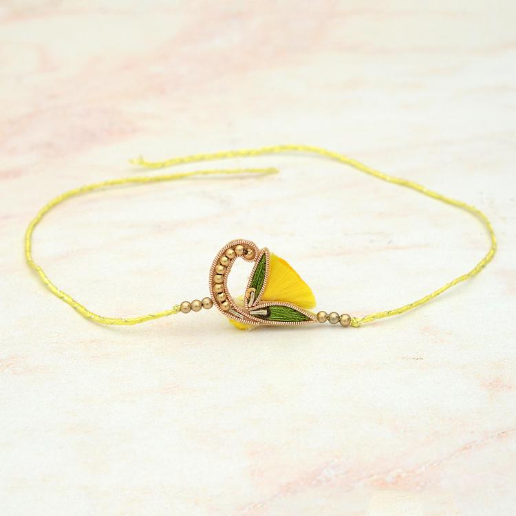 Yellow and Green Zardosi Rakhi