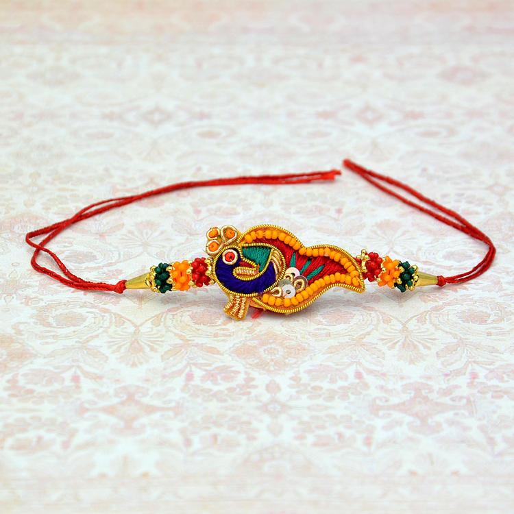 Designer Peacock Zardosi Rakhi