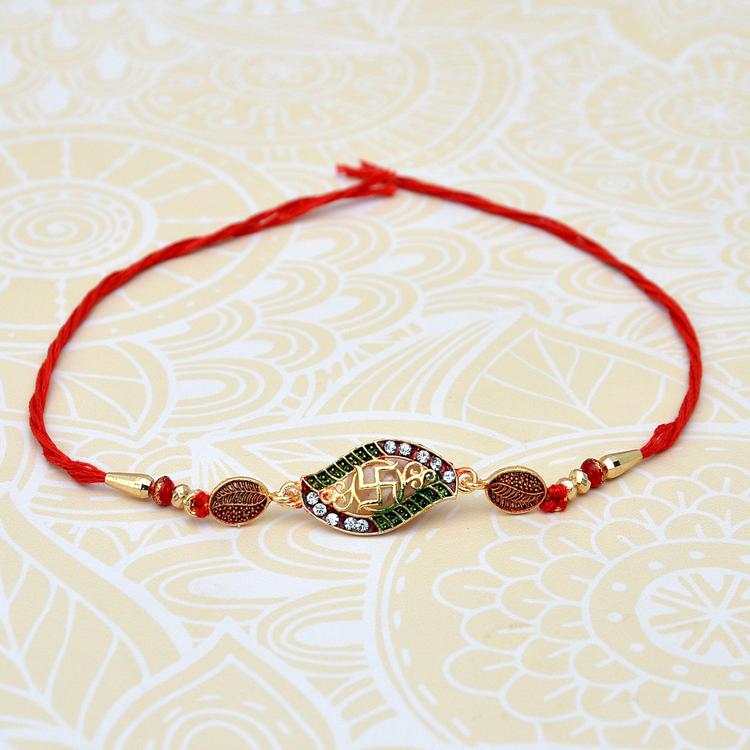 Antique Design Swastik Rakhi