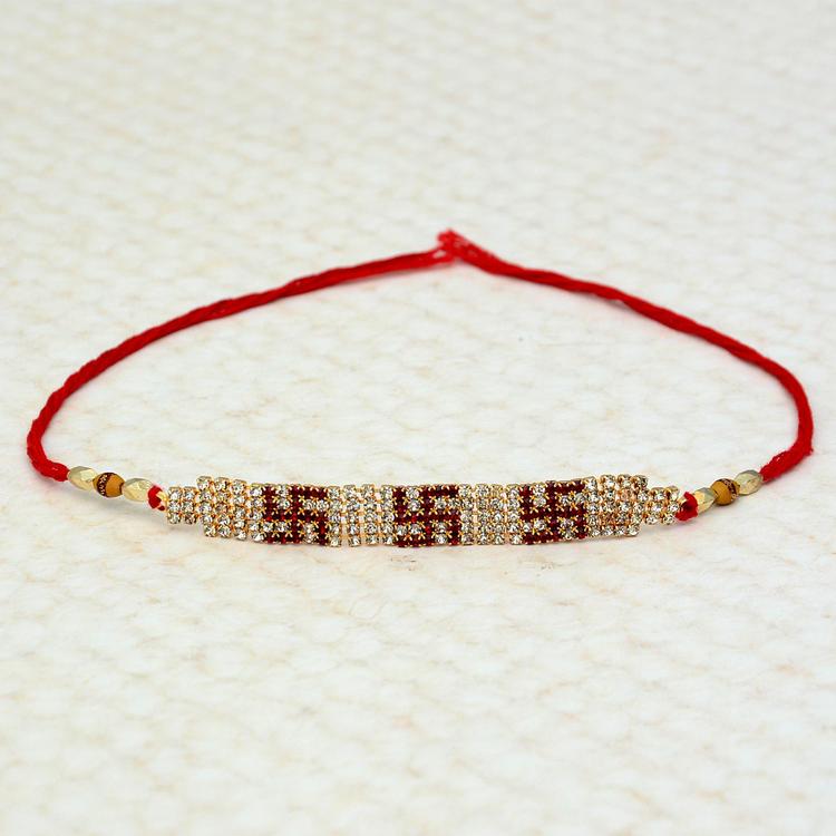 Swastik On Stones Designer Rakhi
