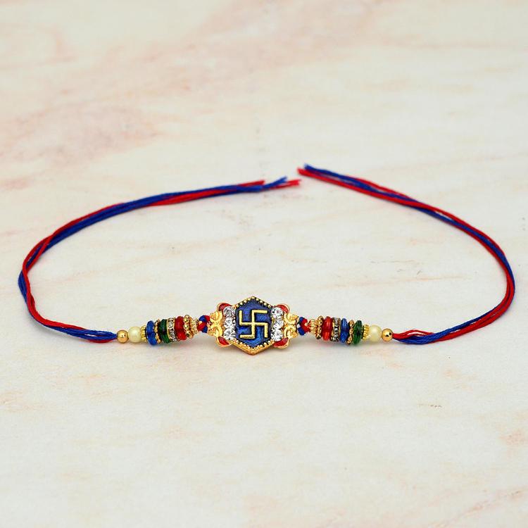 Red and Blue Designer Swastik Rakhi