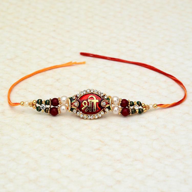 Stone and Beads with Pearl Shree Rakhi