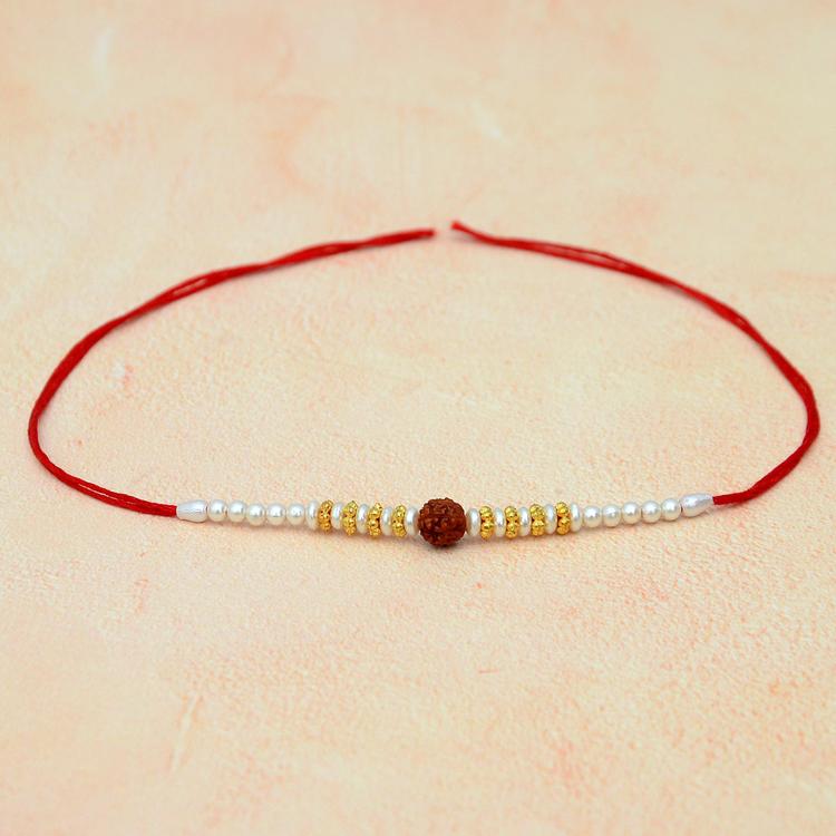 Rudraksh with White Beads Rakhi