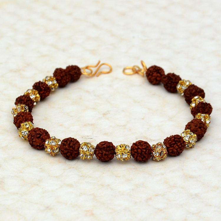Rudraksh with Stone Bracelet Rakhi