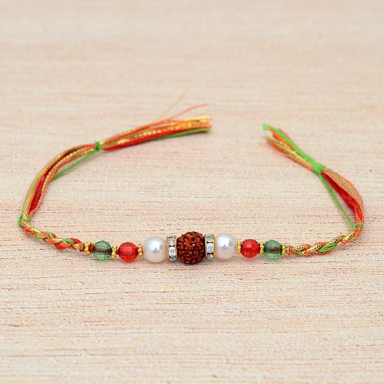 Rudraksh with Red-Green Dori Rakhi